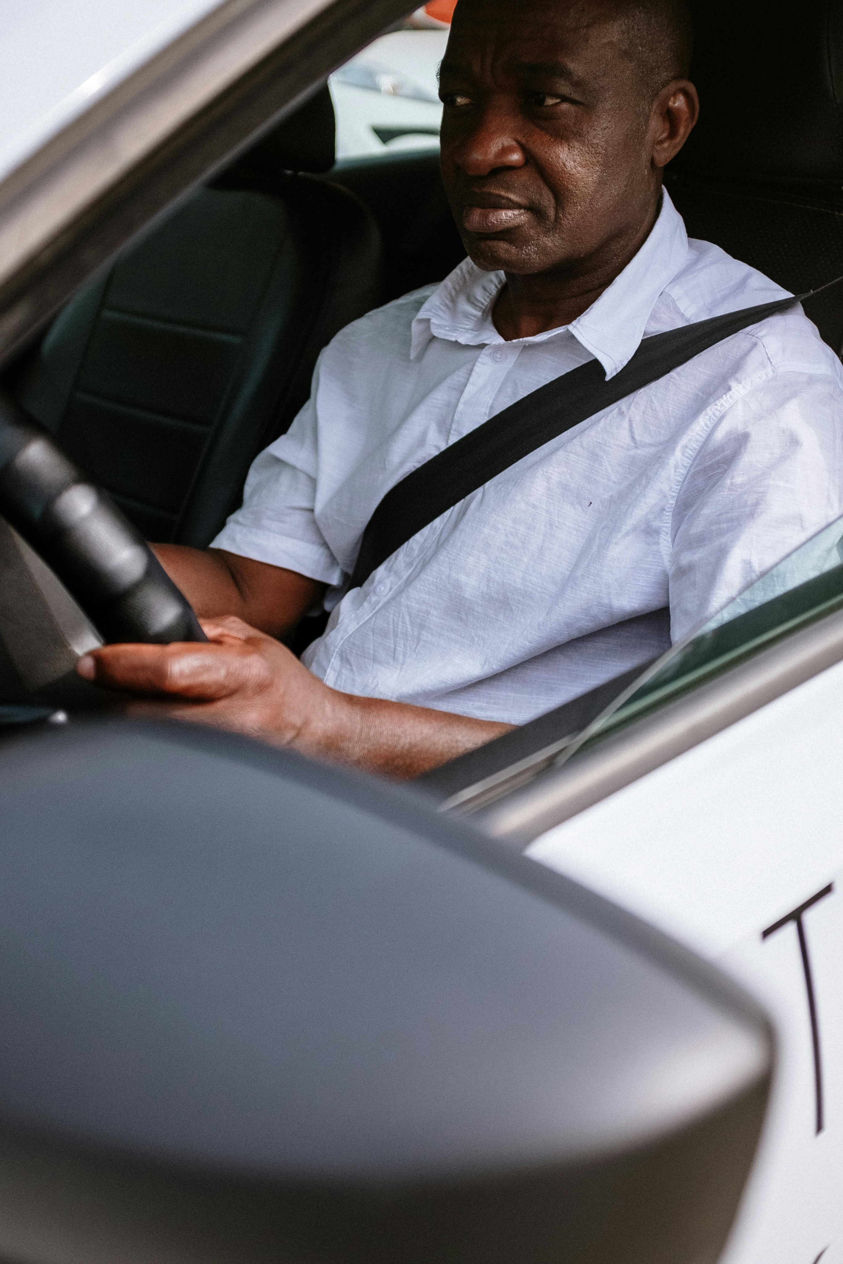 Professional driver smiling